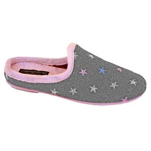 Sleepers Womens/Ladies Ellie Star Motif Mule Slippers / Gray/Pink